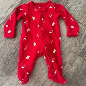 Carter's Red Gingerbread & Candy Cane Baby Footie